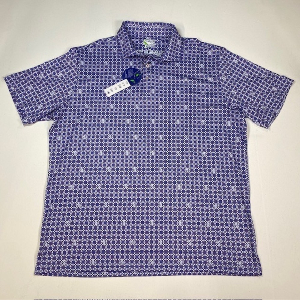 TailorByrd Performance Mens XXL Purple White Mosaic Print Golf Polo Shirt
